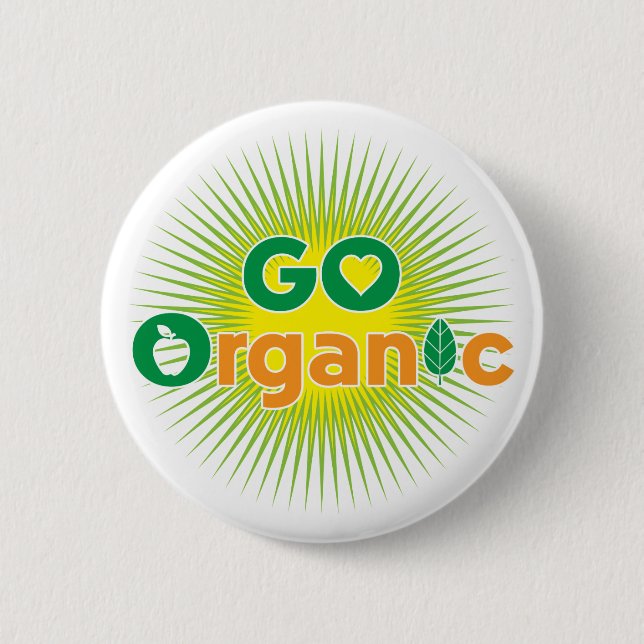 Go Organic 6 Cm Round Badge (Front)