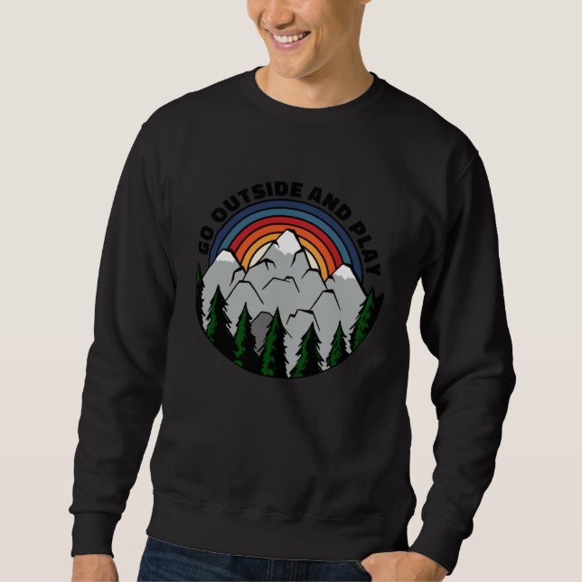 Go outside and play Outdoor Camping Retro Sweatshirt (Front)