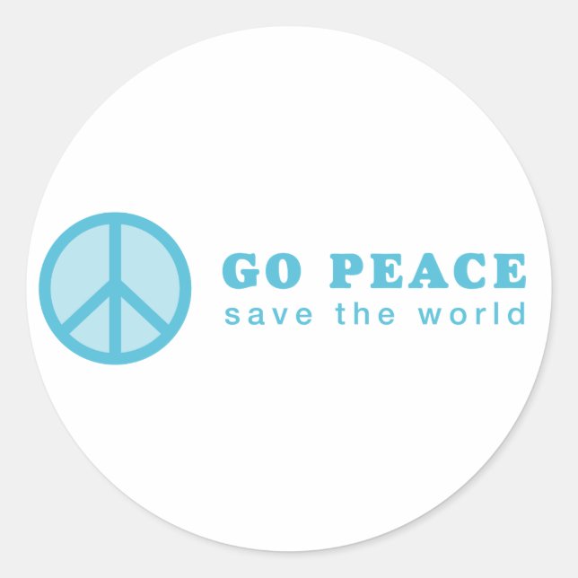 Go Peace (Blue) Classic Round Sticker (Front)