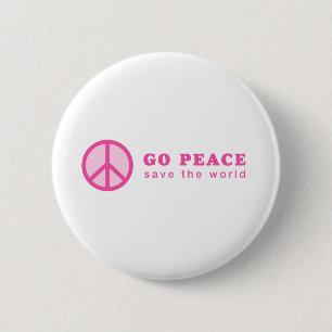 Go Peace (Pink) 6 Cm Round Badge