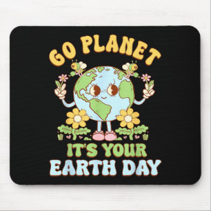 Go planet earth day 2026 teacher kids retro earth mouse pad