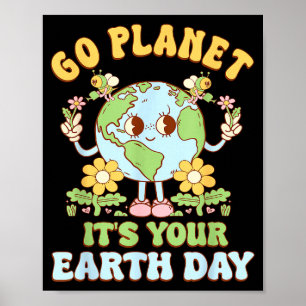 Go planet earth day 2026 teacher kids retro earth poster