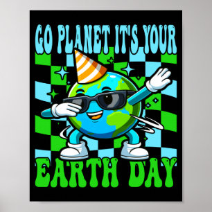Go planet earth day cute dabbing earth nature kids poster