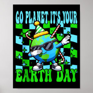 Go planet earth day cute dabbing earth nature kids poster