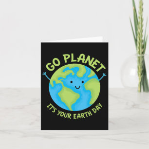 Go Planet Its Your Birthday Cute Earth Day Face Me Card