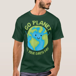 Go Planet Its Your Birthday Cute Earth Day Face me T-Shirt
