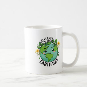 Go Planet Its Your Earth Day 2025 Teacher Kids Cut Coffee Mug