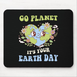 Go Planet Its Your Earth Day 2025 Teacher Kids Cut Mouse Pad