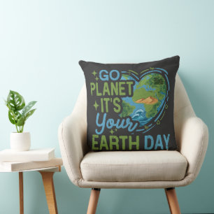 go planet it's your earth day cushion