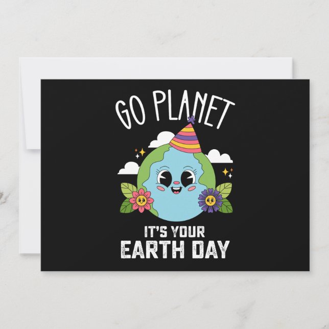 Go Planet Its Your Earth Day Funny Birthday Invitation (Front)
