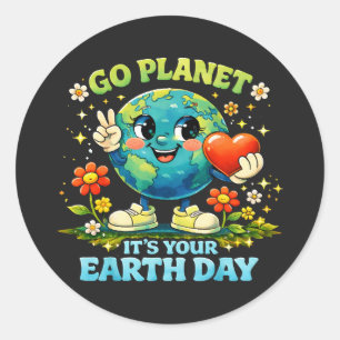 Go Planet It's Your Earth Day green Classic Round Sticker