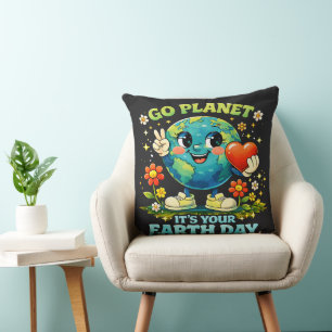 Go Planet It's Your Earth Day green Cushion