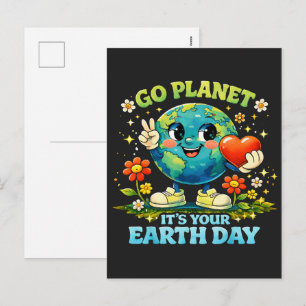 Go Planet It's Your Earth Day green Holiday Postcard
