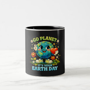  Go Planet It's Your Earth Day green Two-Tone Coffee Mug