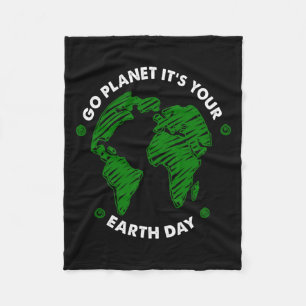 Go Planet Its Your Earth Day Green Vintage Earth T Fleece Blanket