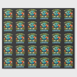 Go Planet It's Your Earth Day green Wrapping Paper