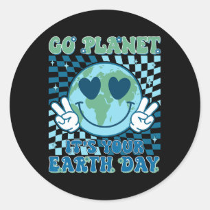 Go Planet It's Your Earth Day Hippie Planet Annive Classic Round Sticker