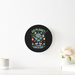 Go Planet Its Your Earth Day Round Clock