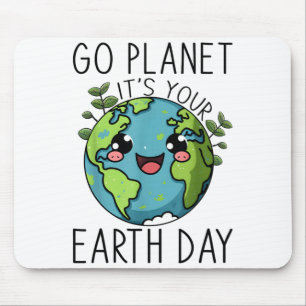 Go Planet Its Your Earth Day Teacher Kids Cute Ear Mouse Pad