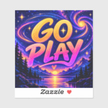 GO PLAY 4" Square Vinyl Bumper Sticker