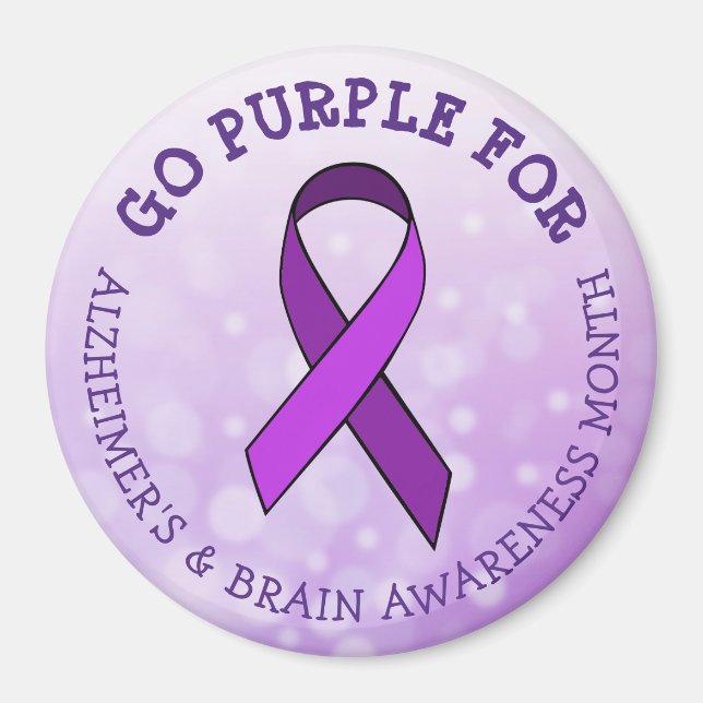 Go Purple for  Alzheimer's & Brain Awareness Month Magnet (Front)