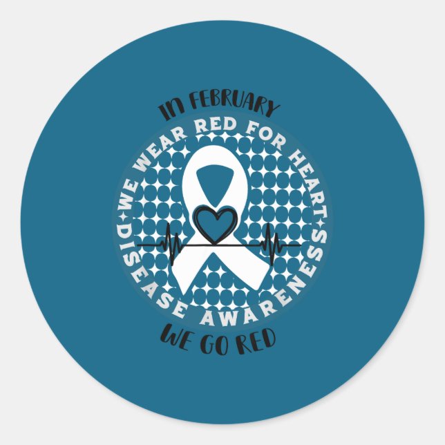 Go Red - American Heart Health Month Awareness In  Classic Round Sticker (Front)