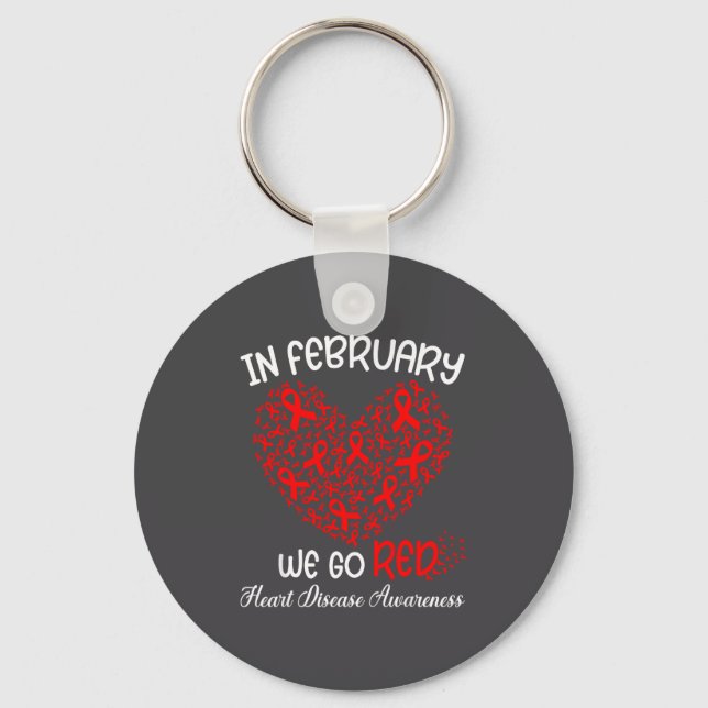 Go Red - American Heart Month Awareness In Februar Key Ring (Front)