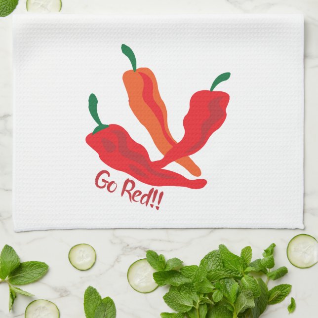 Go Red!!! Chile Peppers Tea Towel (Folded)