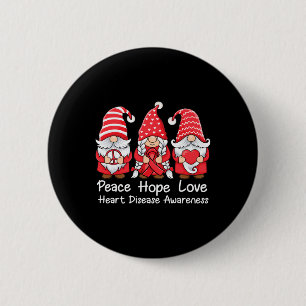 Go Red Cute Gnomes Wear Red For Heart Disease Awar 6 Cm Round Badge