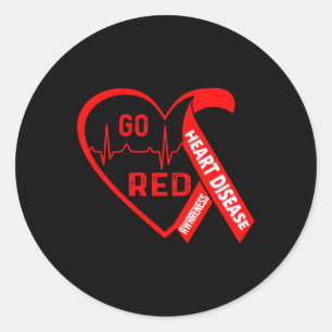 Go Red - February American Heart Health Month Awar Classic Round Sticker