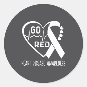 Go Red - February American Heart Health Month Awar Classic Round Sticker