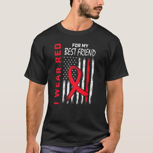 Go Red For Best Friend Heart Disease Awareness Ame T-Shirt (Front)