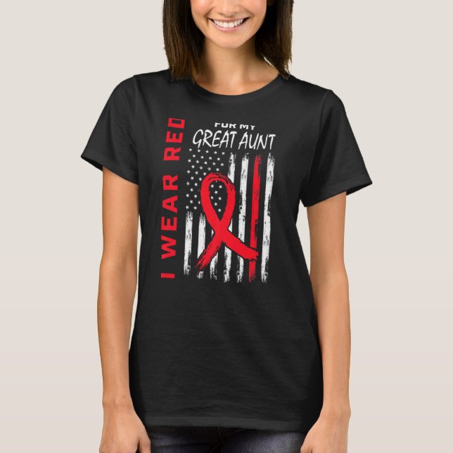 Go Red For Great Aunt Heart Disease Awareness Amer T-Shirt (Front)