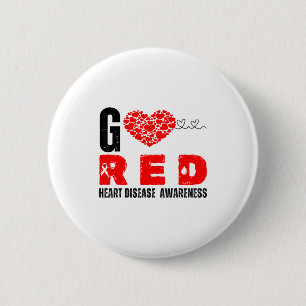 Go Red For Heart Disease Awareness Chd Wear Red 6 Cm Round Badge
