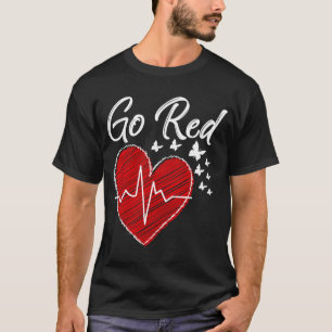 Go Red For Womens Red Heart Heart Disease Awarene T-Shirt