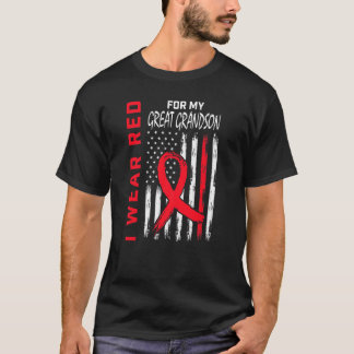Go Red Great Grandson Heart Disease Awareness USA  T-Shirt
