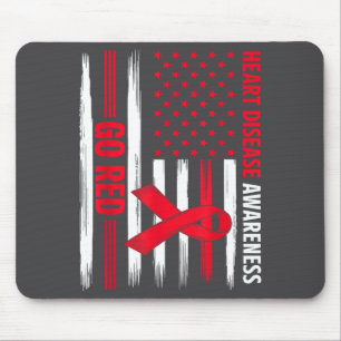 Go Red Heart Disease American Flag Heart Disease A Mouse Pad