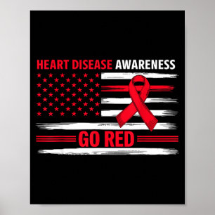 Go Red Heart Disease American Flag Heart Disease A Poster