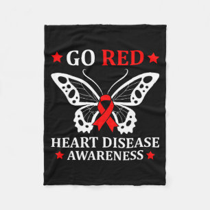 Go Red Heart Disease Awareness Butterfly February  Fleece Blanket