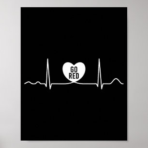 Go Red Heart Disease Awareness Day Heartbeat & Poster