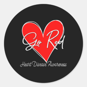 Go Red Heart Disease Awareness Month Chd Womens  Classic Round Sticker