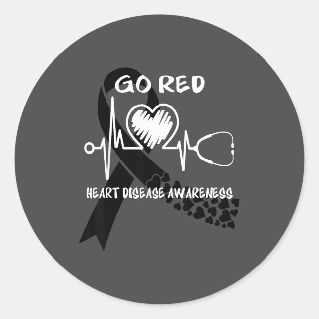 Go Red Heart Disease Awareness Month  Classic Round Sticker (Front)