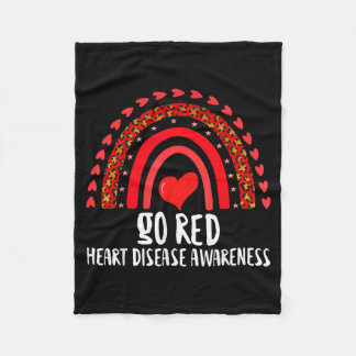 Go Red Heart Disease Awareness Month Leopard Rainb Fleece Blanket