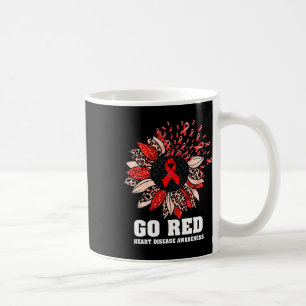 Go Red Heart Disease Awareness Month Ribbon Sunflo Coffee Mug