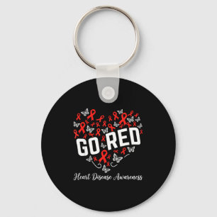 Go red heart disease awareness red ribbon chd key ring