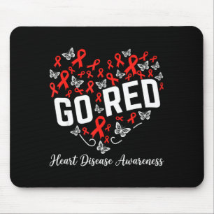 Go red heart disease awareness red ribbon chd mouse pad