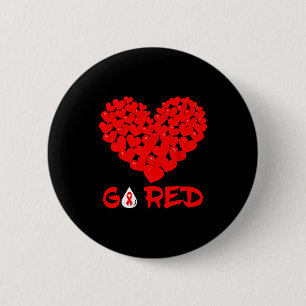 Go Red Heart Disease Awareness Red Ribbon Hearts M 6 Cm Round Badge