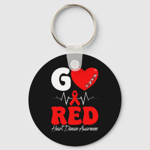 Go Red Heart Disease Awareness Red Ribbon Hearts M Key Ring