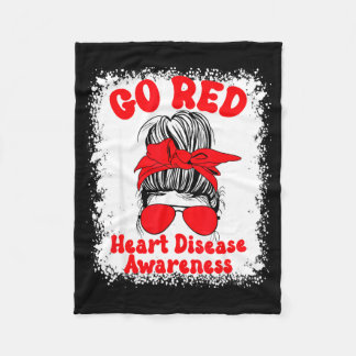 Go Red Heart Disease Awareness We Wear Red In Febr Fleece Blanket