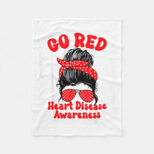 Go Red Heart Disease Awareness We Wear Red In Febr Fleece Blanket